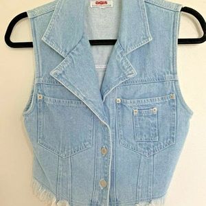 COPY - Vintage Festival Boho Denim Vest Frayed Hem